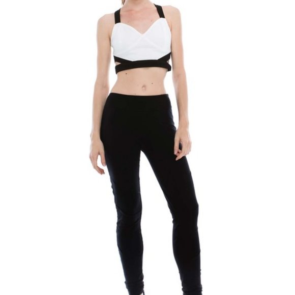 Criss Cross Cut Out Crop Top Bralette - Picture 1 of 6